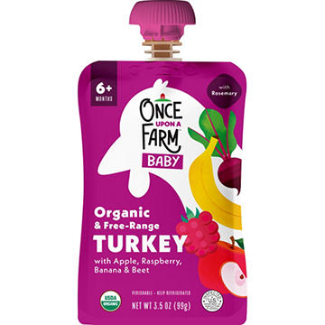 Once Upon a Farm Organic & Free Range Turkey Baby Pouch with Apple Raspberry Banana & Beet