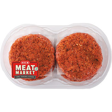 H-E-B Meat Market Beef Steakhouse Seasoned Burger Patties