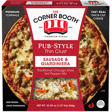 The Corner Booth Sausage & Giardiniera Pub Style Thin Crust Pizza