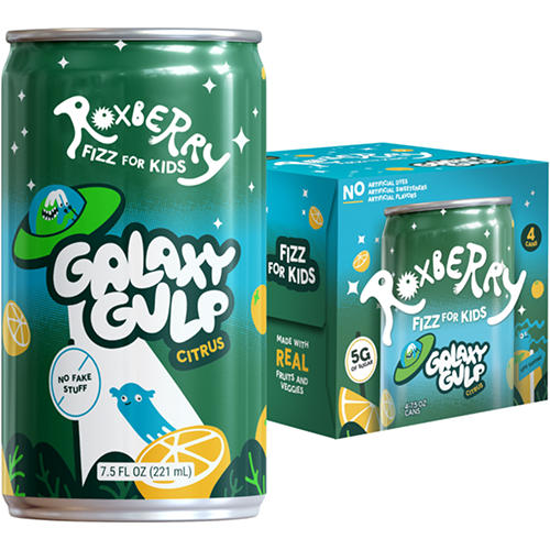 Roxberry Kids Soda - Galaxy Gulp Orange Citrus 4 pk Mini Cans