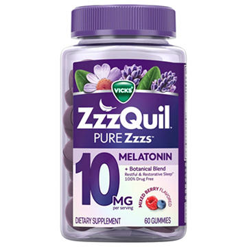 Vicks ZzzQuil PURE Zzzs 10MG Melatonin Gummies Mixed Berry