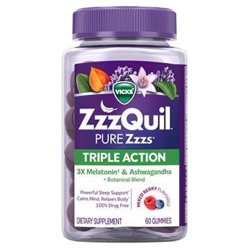 Vicks ZzzQuil PURE Zzzs Triple Action Gummies Mixed Berry