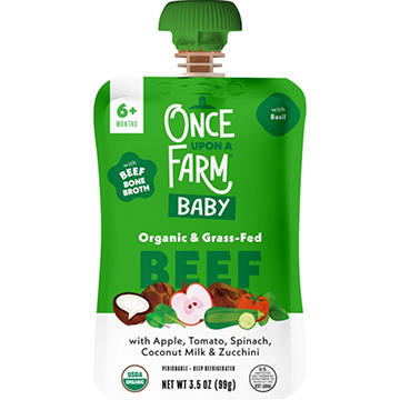 Once Upon a Farm Organic & Grass-Fed Beef Baby Pouch with Apple Tomato Spinach Zucchini & Coconut Milk