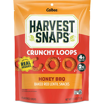 Calbee Harvest Snaps Crunchy Loops Honey BBQ Baked Red Lentil Snack Crisps