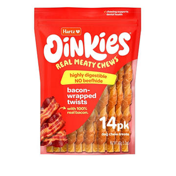 Hartz Oinkies Bacon Wrapped Twists Dog Chew Treats