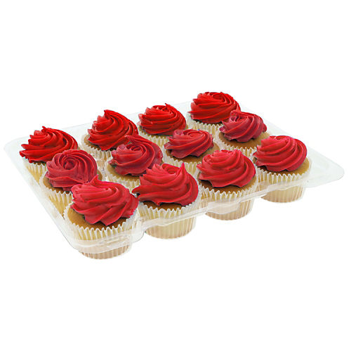 H E B White Cupcakes With Red Buttercream Icing Shop Cakes At H E B