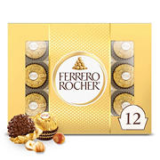 Ferrero Rocher Gourmet Hazelnut Milk Chocolate Gift Box, 12 pc