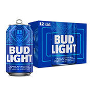 Bud Light American Lager Beer Cans, 12 pack