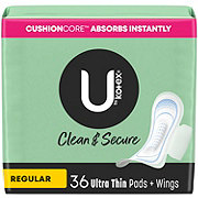 U by Kotex Clean & Secure Ultra Thin Pads with Wings - Regular Absorbency