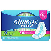 Always Maxi Pads Long Super Absorbency Unscented with Wings Size 2