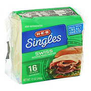 H-E-B Singles Swiss Sliced Cheese, 16 ct