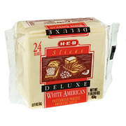 H-E-B White American Sliced Cheese, 24 ct