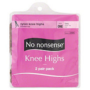 No Nonsense Sheer Toe Tan Knee Highs One Size, 2 CT