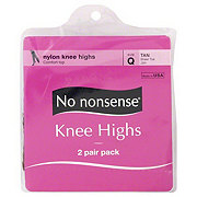 No Nonsense Sheer Toe Tan Knee Highs Size Q, 2 CT