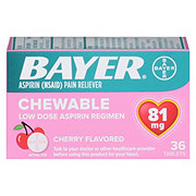 Bayer Aspirin Pain Reliever/Fever Reducer Low Dose 81 mg Cherry Flavored Chewable Tablets