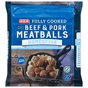 H-E-B Fully Cooked Frozen Beef & Pork Meatballs - Homestyle