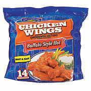 Hill Country Fare Heat & Eat Frozen Chicken Wings - Buffalo Style Hot