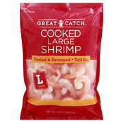 Great Catch Frozen Peeled Deveined Tail-On Large Cooked Shrimp, 41- 50 ct/lb