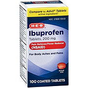 H-E-B Ibuprofen Fever & Pain Relief Coated Tablets – 200 mg