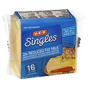 H-E-B Singles Reduced Fat Milk American Cheese Slices, 16 ct