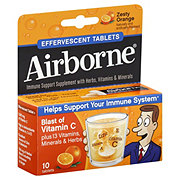 Airborne Immune Support Supplement Zesty Orange Effervescent Tablets