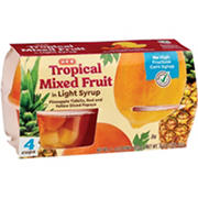 H-E-B Tropical Mixed Fruit Snack Bowls – Light Syrup, 4 ct