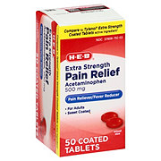 H-E-B Pain Relief Extra Strength Acetaminophen 500 Mg Easy Tabs Tablets