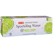 H-E-B Unsweetened Lime Sparkling Water 12 pk Cans