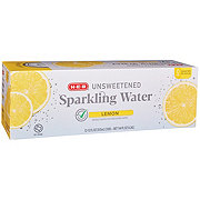 H-E-B Unsweetened Lemon Sparkling Water 12 pk Cans