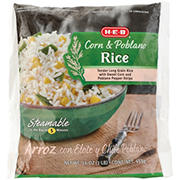 H-E-B Frozen Steamable White Rice - Corn & Poblano, 16 oz