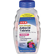 H-E-B Extra Strength Antacid Assorted Berries Flavor Chewable 750 mg Tablets