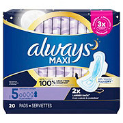 Always Maxi Pads Overnight Absorbency Unscented with Wings Size 5 - Shop  Pads & Liners at H-E-B