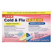 H-E-B Daytime + Nighttime Severe Cold & Flu Caplets - Cool Taste