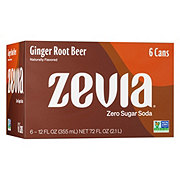 Zevia Zero Calorie Ginger Root Beer Soda 6 pk Cans