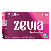 Zevia Zero Sugar Black Cherry Soda 6 pk Cans