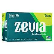 Zevia Zero Sugar Ginger Ale Soda 6 pk Cans