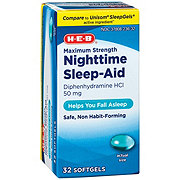 H-E-B Diphenhydramine Nighttime Sleep-Aid Softgels – 50 mg
