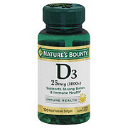 Nature's Bounty Vitamin D3 25 mcg (1000 IU) Softgels