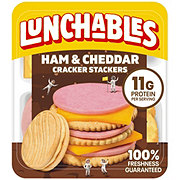 Lunchables Snack Kit Tray - Ham & Cheddar Cheese Cracker Stackers with Vanilla Cookies