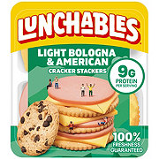 Lunchables Snack Kit - Light Bologna & American Cracker Stackers with Chocolate Chip Cookies
