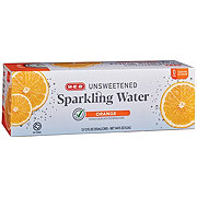 H-E-B Unsweetened Orange Sparkling Water 12 pk Cans