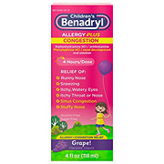 Benadryl Children's Allergy Plus Congestion Relief Liquid - Grape