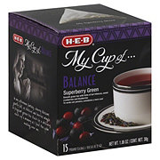 H-E-B My Cup of Balance Superberry Green Tea, Pyramid Tea Bags