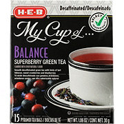 H-E-B My Cup of Balance Decaffeinated Superberry Green Tea, Pyramid Tea Bags