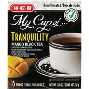 H-E-B My Cup of Tranquility Decaffeinated Mango Black Tea, Pyramid Tea Bags