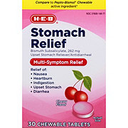 H-E-B Stomach Relief, Multi-Symptom Relief, Cherry Flavored, Chewable Tablets