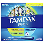 Tampax Pearl Tampons Duo Pack, Regular/Super Unscented