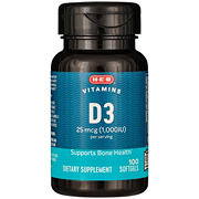 H-E-B Vitamins D3 25 mcg (1,000 IU) Softgels