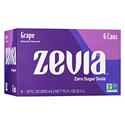 Zevia Zero Sugar Grape Soda 6 pk Cans