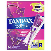 Tampax Radiant Tampons Regular Absorbency, Unscented